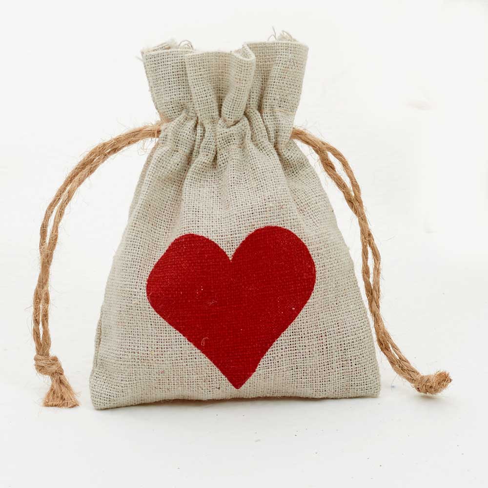 6" PRINTED BAGS,RED HEART