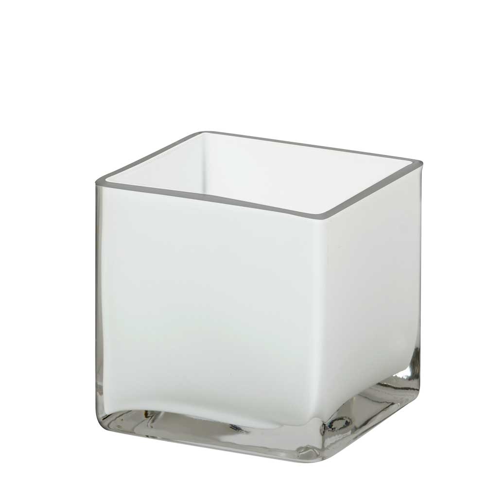 GLASS   4.5" CUBE,WHITE