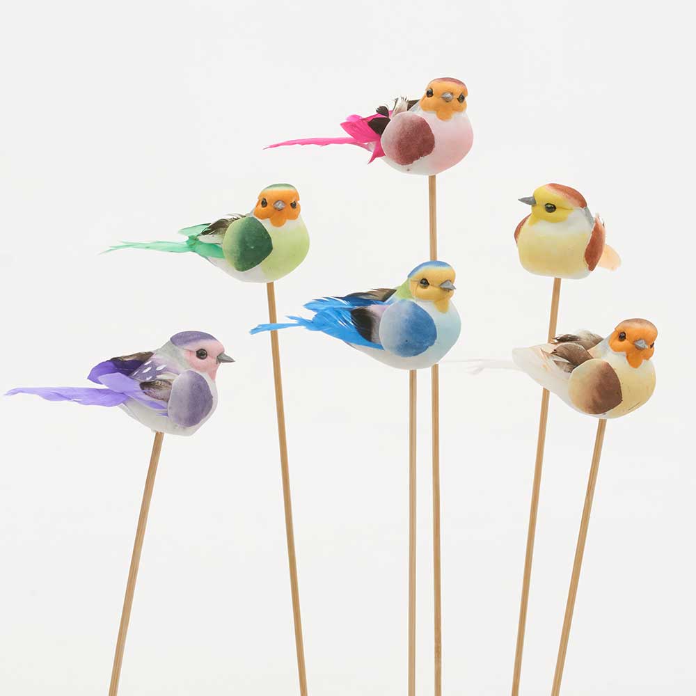 3.5" Assorted Birds On Stick Floral Supply Syndicate Floral Gift
