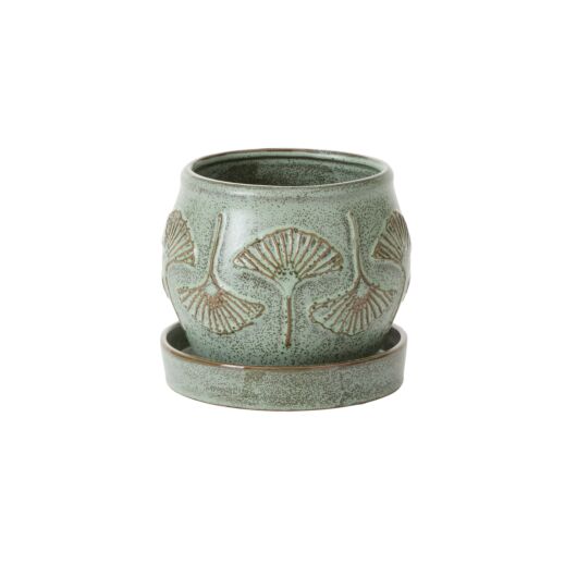 BILOBA POT WITH SAUCER 7.25"X