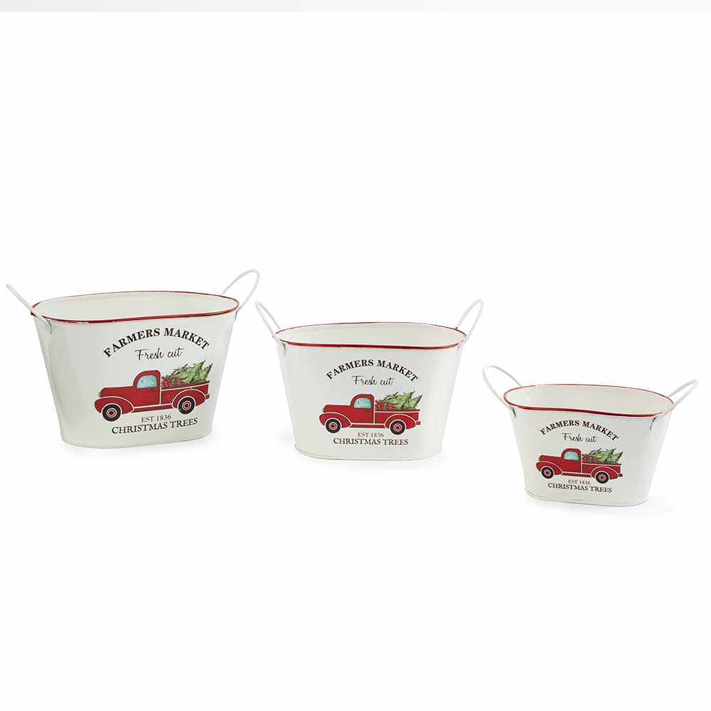 RED TRUCK OVAL TIN SET