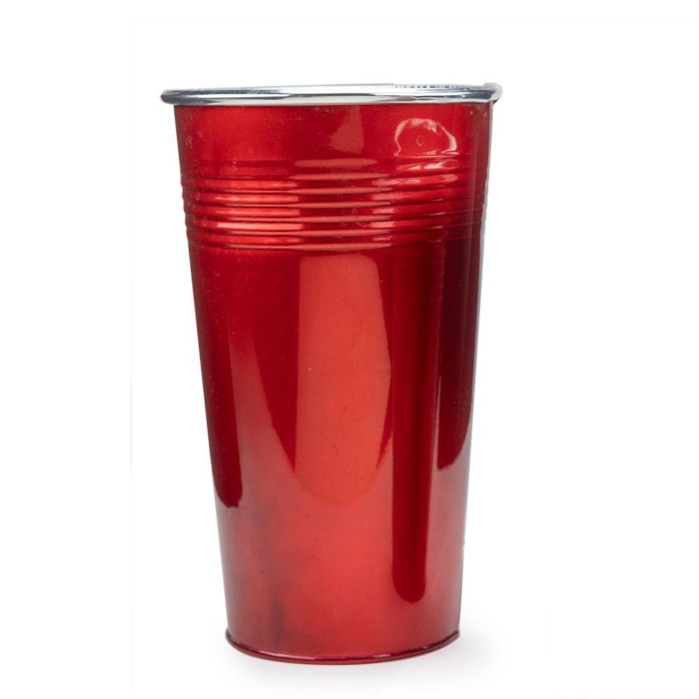 8"x4.75" Red Metal Vase Floral Supply Syndicate Floral Gift Basket