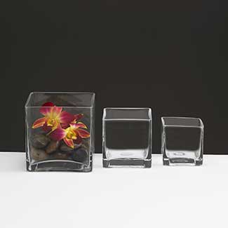 GLASS   2.75" CUBE VASE,CLEAR