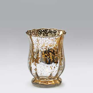 GLASS   6"X4.12" SILVER/GOLD VASE