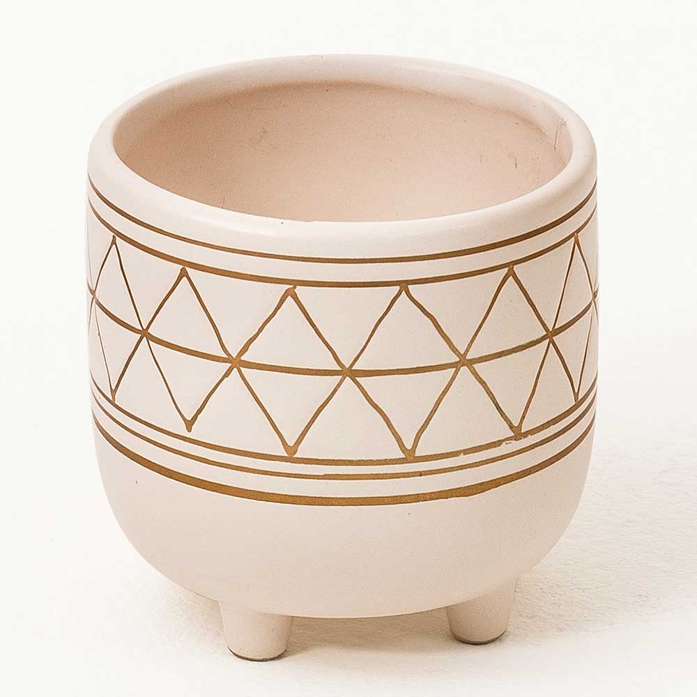 3.5" CER. GEO FOOTED POT