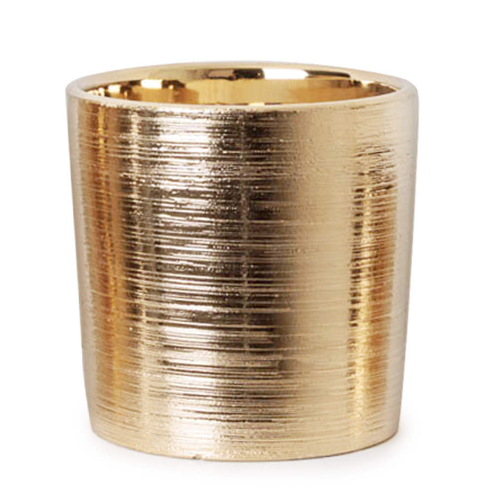 5.25" X 4.75" ROUND CERAMIC, GOLD.