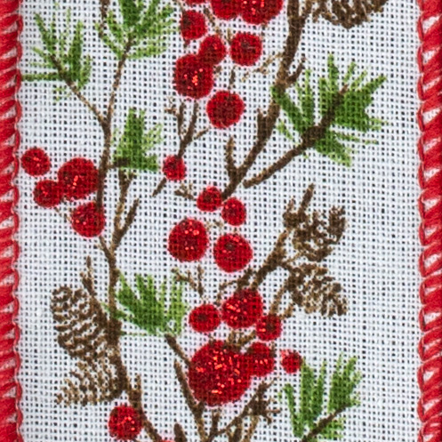 1 3/8" WIRED HOLIDAY TRIM,BERRIES