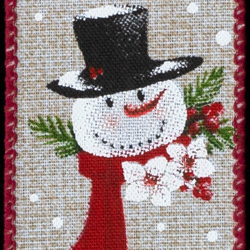 1 3/8" WIRED HOLIDAY TRIM,SNOWMAN