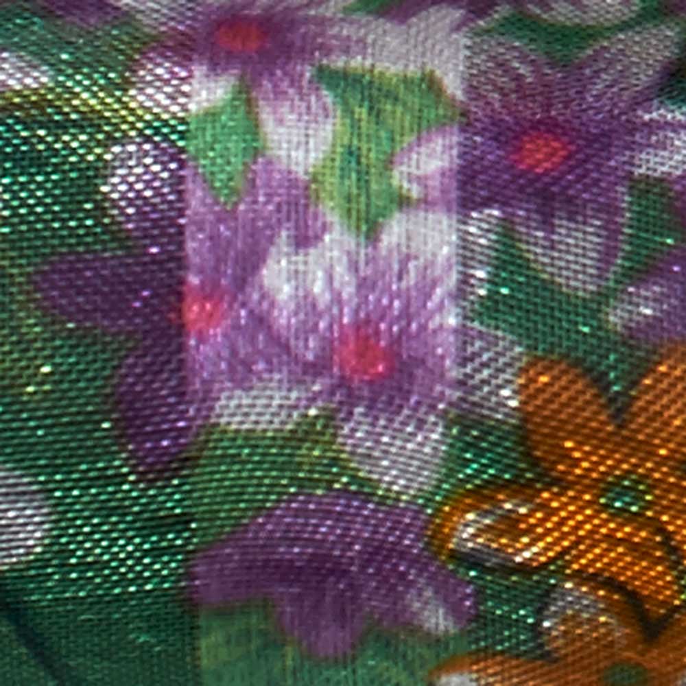 1 3/8" WIRED FLORAL SHEER, SPRING    GREEN