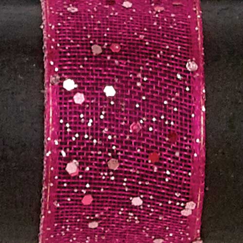 9/16" WIRED GLITTER SHEER,HOT PINK