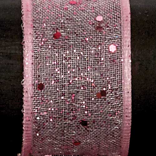 9/16" WIRED GLITTER SHEER,PINK