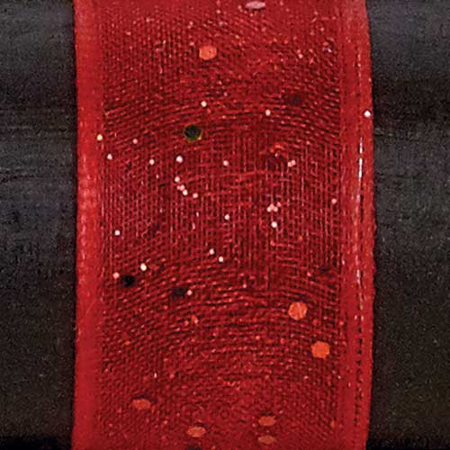 9/16" WIRED GLITTER SHEER,RED