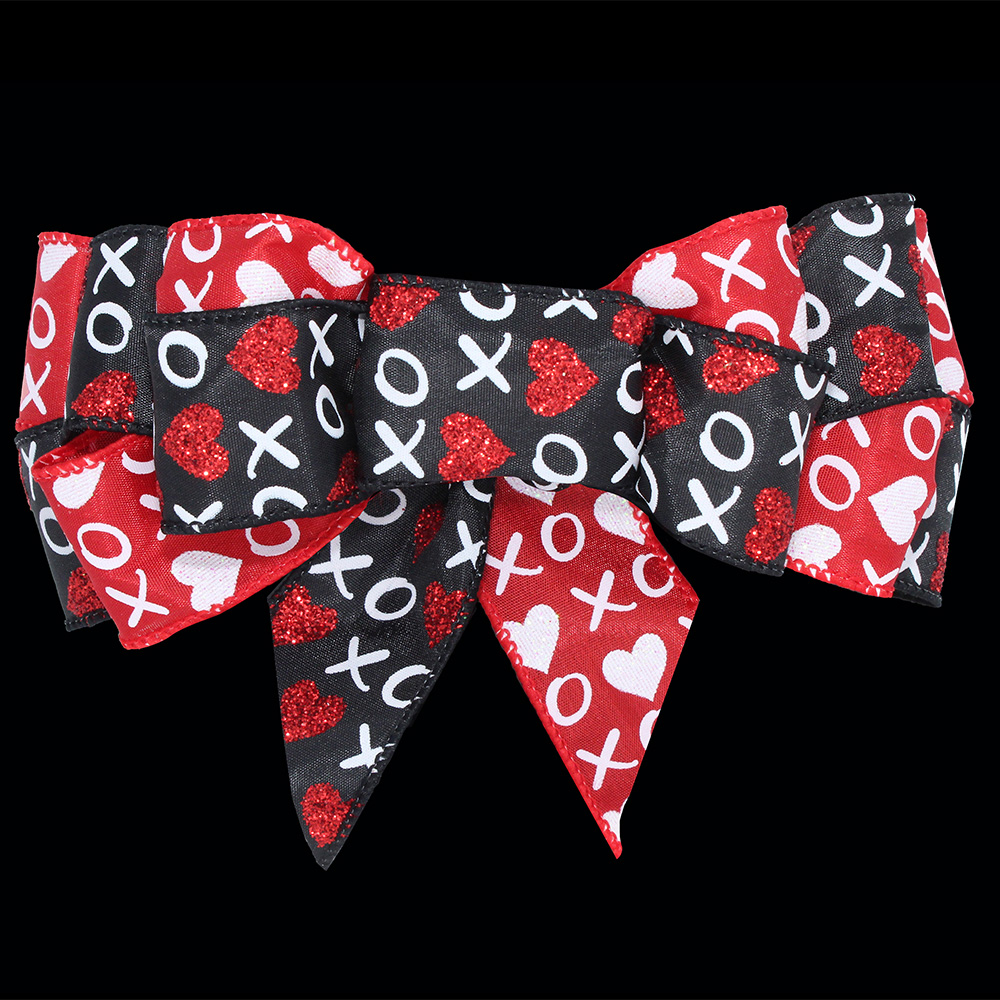 1 3/8" WIRED HUGS AND KISSES RIBBON
