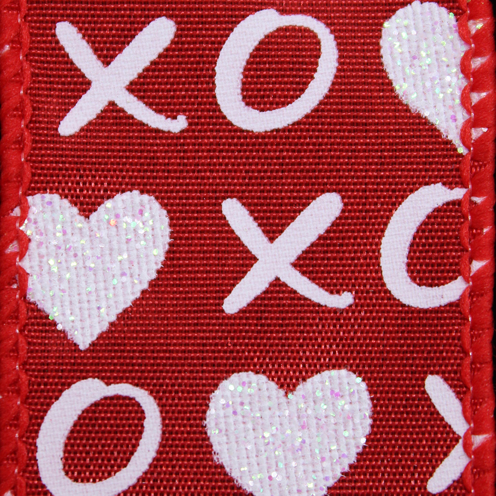 1 3/8" WIRED HUGS & KISSES,RED