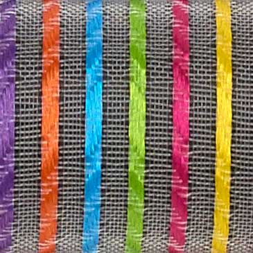 1 3/8" WIRED SHEER STRIPES,RAINBOW