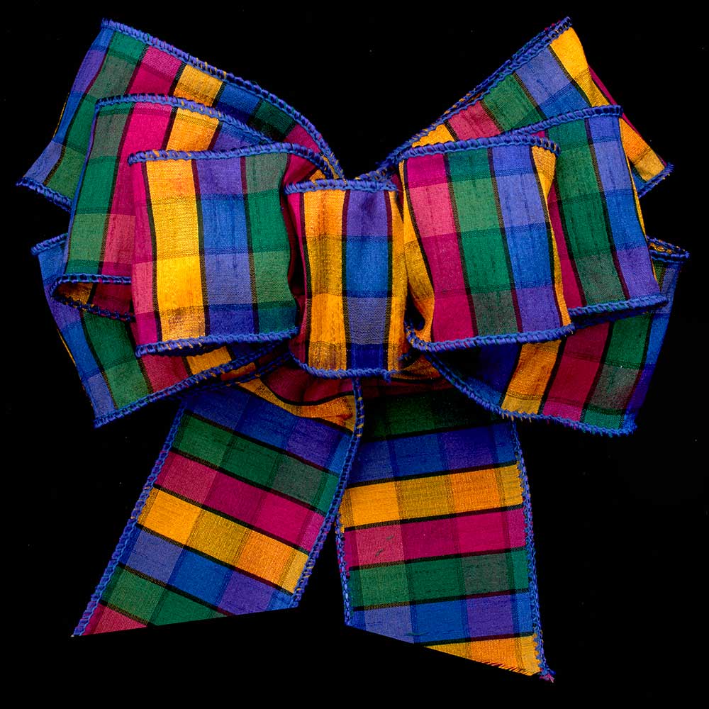 2 1/2" WIRED DUPIONI PLAID RIBBON