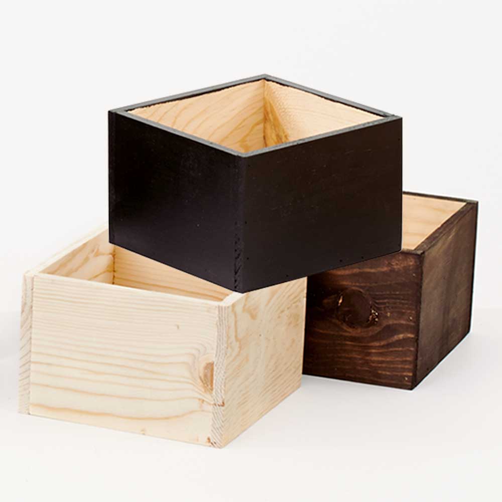 6"x6"x5" Wood Box Floral Supply Syndicate Floral Gift Basket and