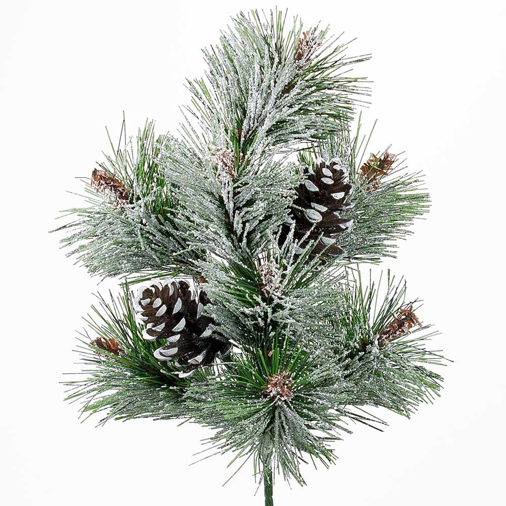 16" FROSTED PINE W/ CONES