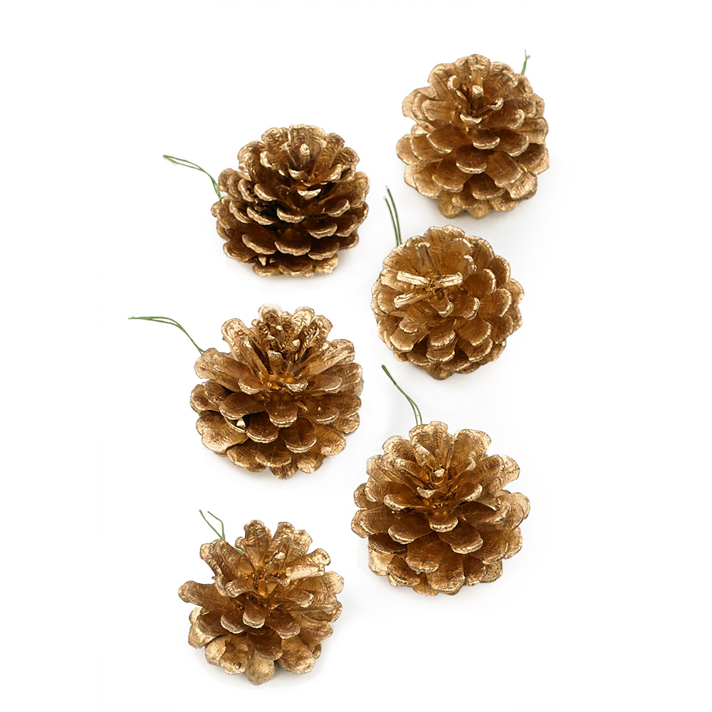 2" METALLIC WIRED PINE CONES