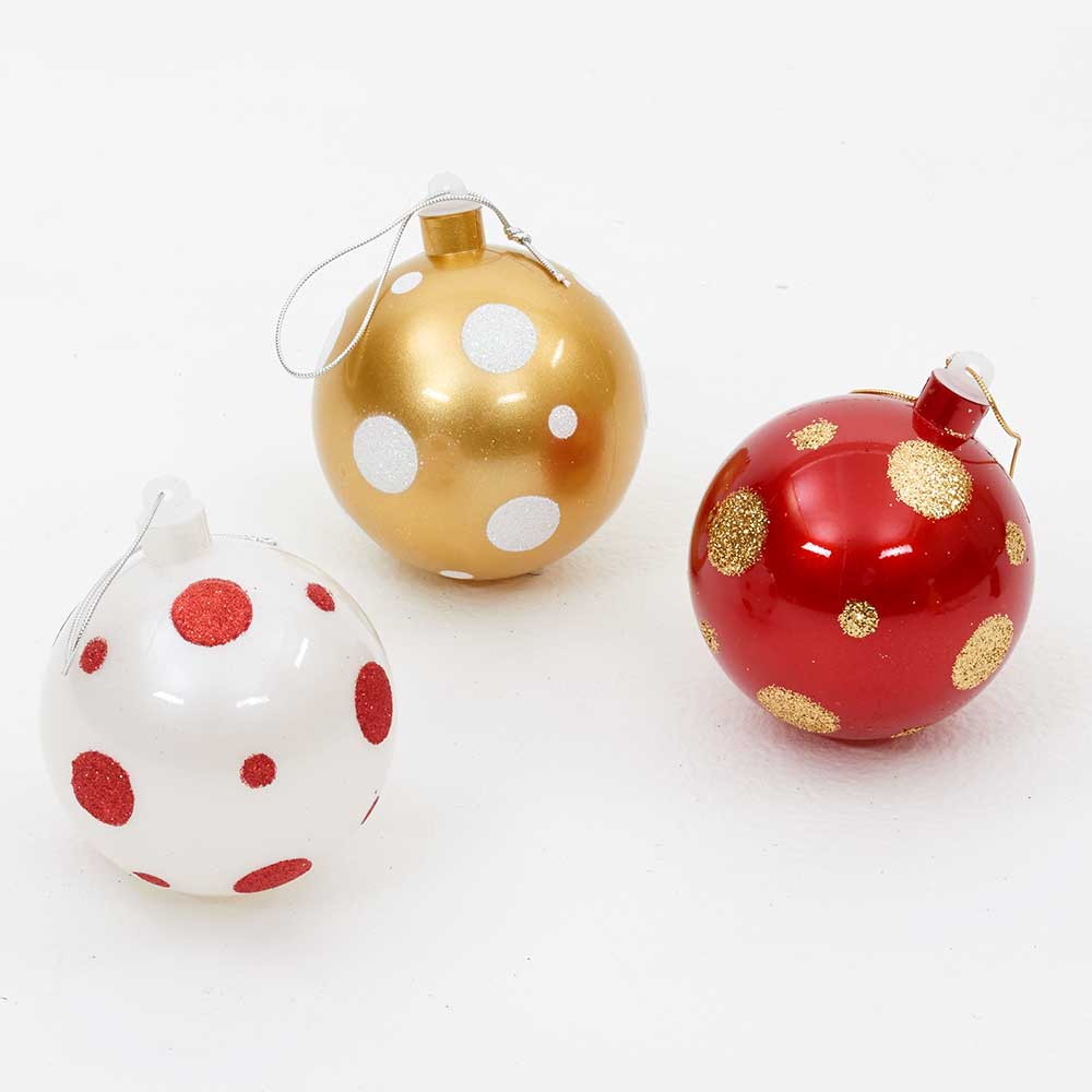 4" BALL W/GLITTER DOTS