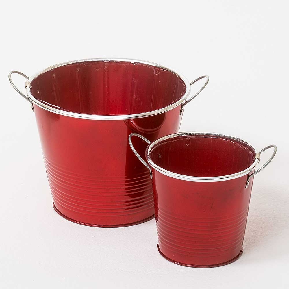 7"x6" Red Metal Vase Floral Supply Syndicate Floral Gift Basket and