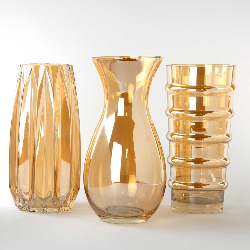 Glass 10"x3" Vase,gold Floral Supply Syndicate Floral Gift Basket